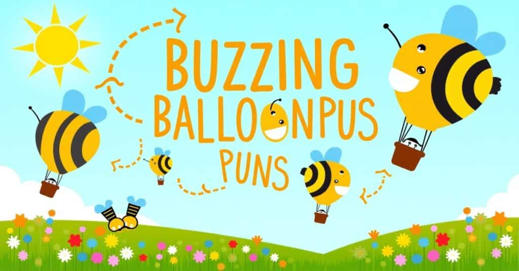 A colorful balloon with playful puns written on it, creating a lively and humorous atmosphere.