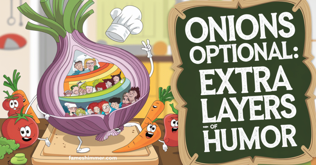 A whimsical illustration of onions with humorous layers, showcasing the playful side of cooking and culinary creativity.
