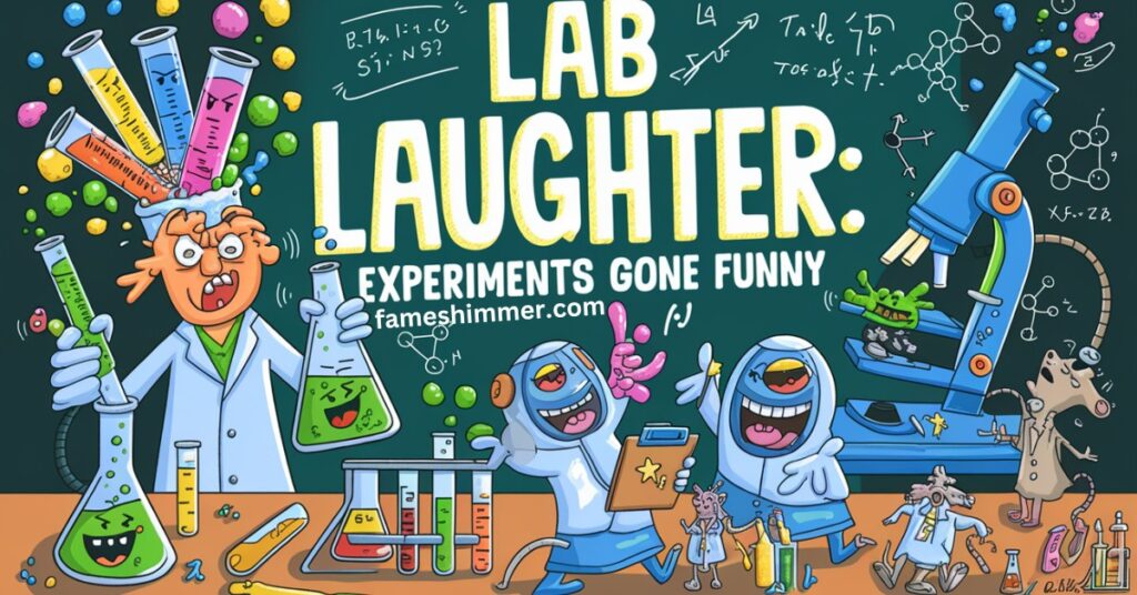 A group of scientists laughing together during a lighthearted lab experiment, showcasing the fun side of research.
